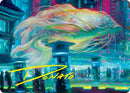 Carte artistique Koi Nageciel (Signature estampée or) [Kamigawa: La Dynastie néon - Série artistique]