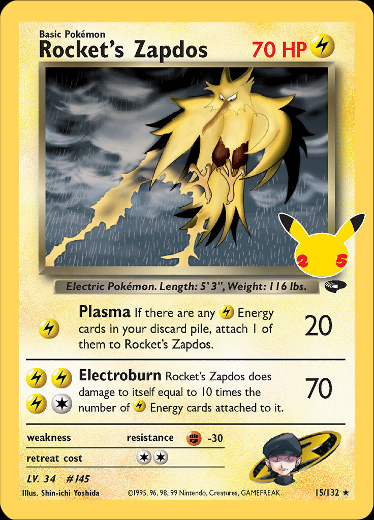Zapdos de Rocket (15/132) [Célébrations : 25e Anniversaire - Collection Classique]