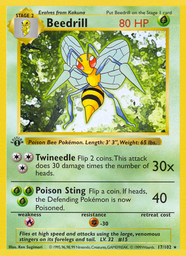 Beedrill (17/102) (Sin sombra) [Set Básico 1.ª edición]
