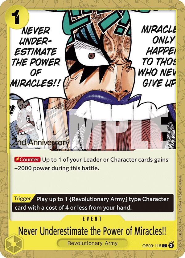 Ne sous-estimez jamais le pouvoir des miracles !! [Empereurs du Nouveau Monde : Cartes du tournoi du 2e anniversaire]