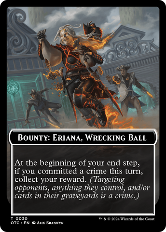 Recompensa: Eriana, bola demoledora // Ficha de doble cara de las reglas de recompensa [Cartas de Comandante de Forajidos de Cruce de Truenos]