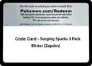 Image for Code Card - Surging Sparks 3 Pack Blister [Zapdos] - Pokemon