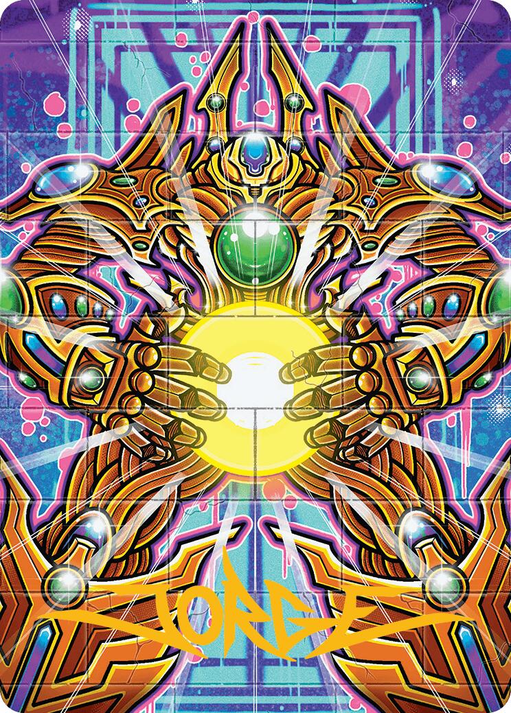 Carte illustrée Colosse de Luminverre (Signature estampillée or) [Série artistique Aetherdérive]