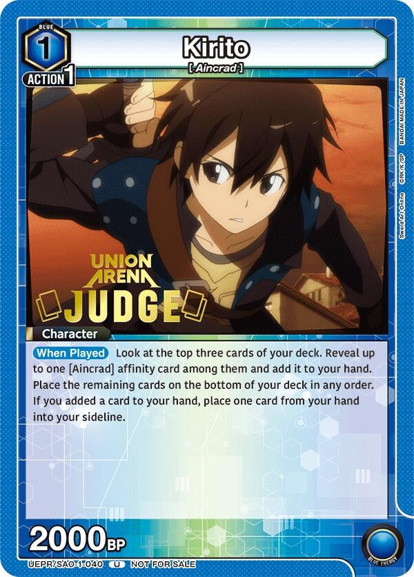 Image for Kirito (040) (Judge Pack) (UEPR/SAO-1-040) (UEPR) - Union Arena