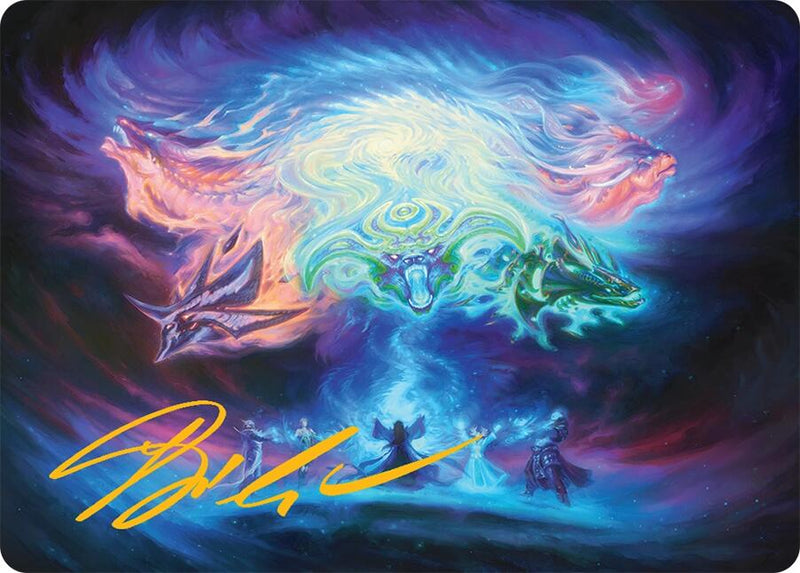 Carte illustrée « Invoquez les dragons spirituels » (21/54) (Signature estampée or) [Tarkir : Série d'illustrations L'Orage draconique]