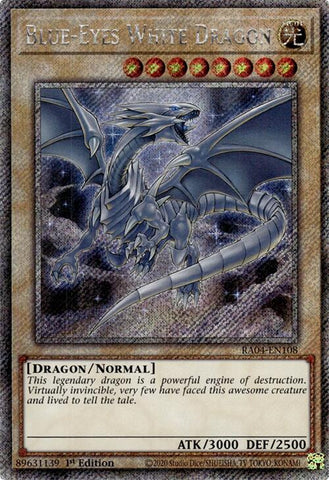 Dragon Blanc aux Yeux Bleus (8e Art) [RA04-FR108] Secrète Rare Platine