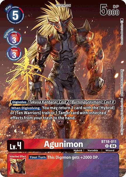 Agunimon [BT18-011] (Tirage rare) [World Convergence]