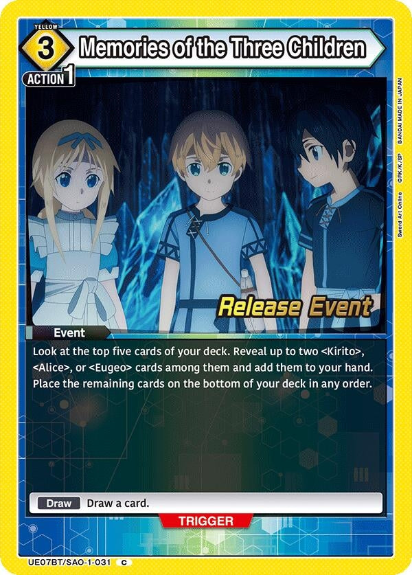 Image for Memories of the Three Children (UE07BT/SAO-1-031) (UE07BT_RE) - Union Arena