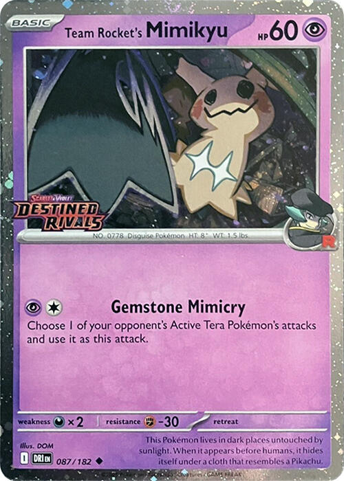 Mimikyu del Team Rocket (087/182) (Sello Rivales Destinados) [Escarlata y Púrpura: Rivales Destinados]