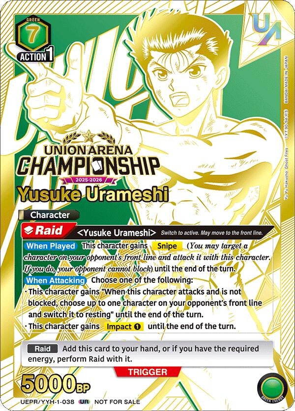 Image for Yusuke Urameshi (Regionals 25-26) (UEPR/YYH-1-038) (UEPR) - Union Arena