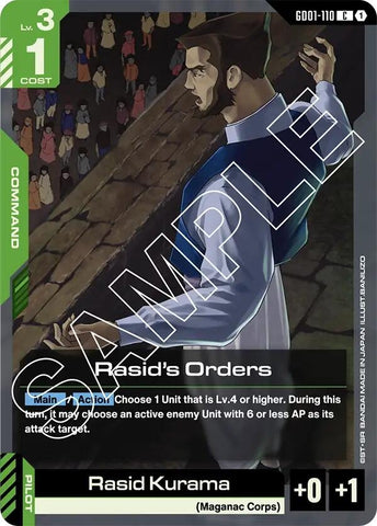 Image for Rasid's Orders (GD01-110) (GD01) - Gundam Card Game