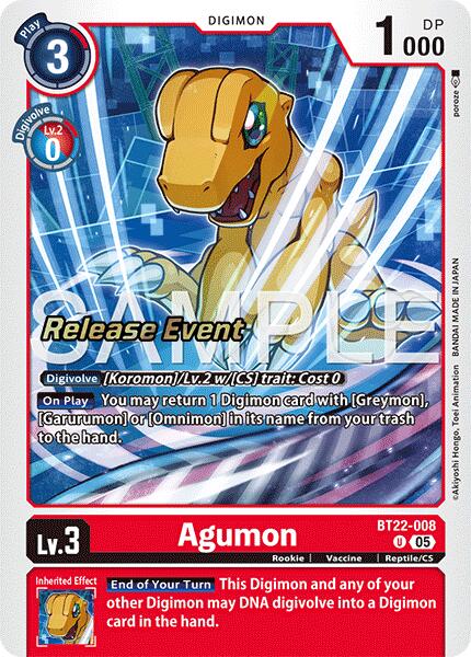Agumon [BT22-008] [Cartes événementielles de la sortie Cyber Eden]