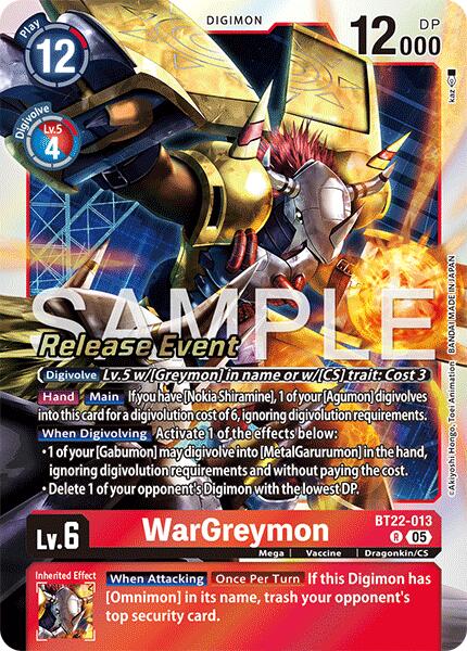 WarGreymon [BT22-013] [Cartes d'événement de lancement Cyber Eden]