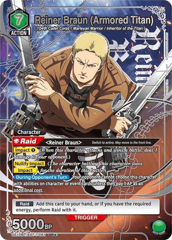 Image for Reiner Braun (Armored Titan) (SR*) (UE10BT/AOT-1-061) (UE10BT) - Union Arena