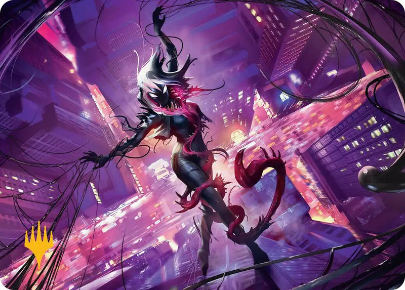 Gwenom, carte artistique Impitoyable (symbole de planeswalker estampé or) [Série artistique Marvel's Spider-Man]