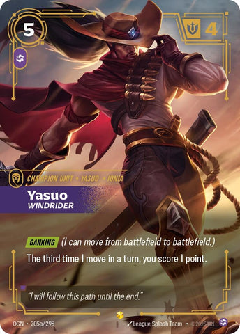 Image for Yasuo - Windrider (Alternate Art) (205a/298) (OGN) - Riftbound: League of Legends Trading Card Game