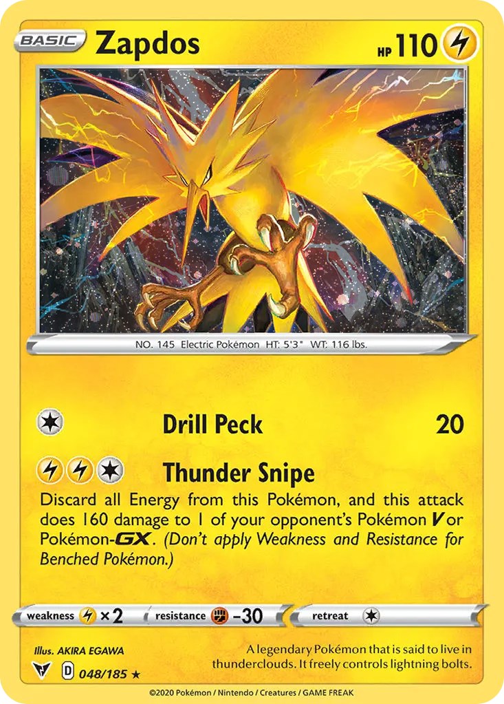 Zapdos (048/185) (Holo Cósmico) [Espada y Escudo: Voltaje Vívido]