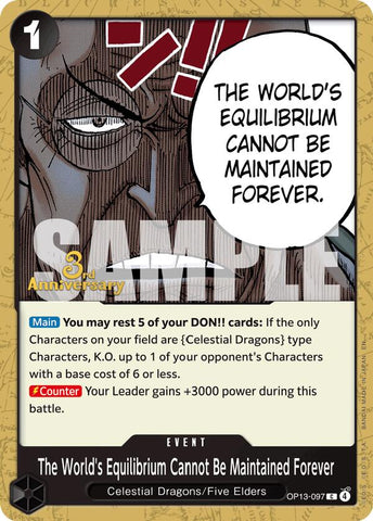 El equilibrio del mundo no puede mantenerse para siempre [Continuando su voluntad: cartas del Torneo del 3.er Aniversario]