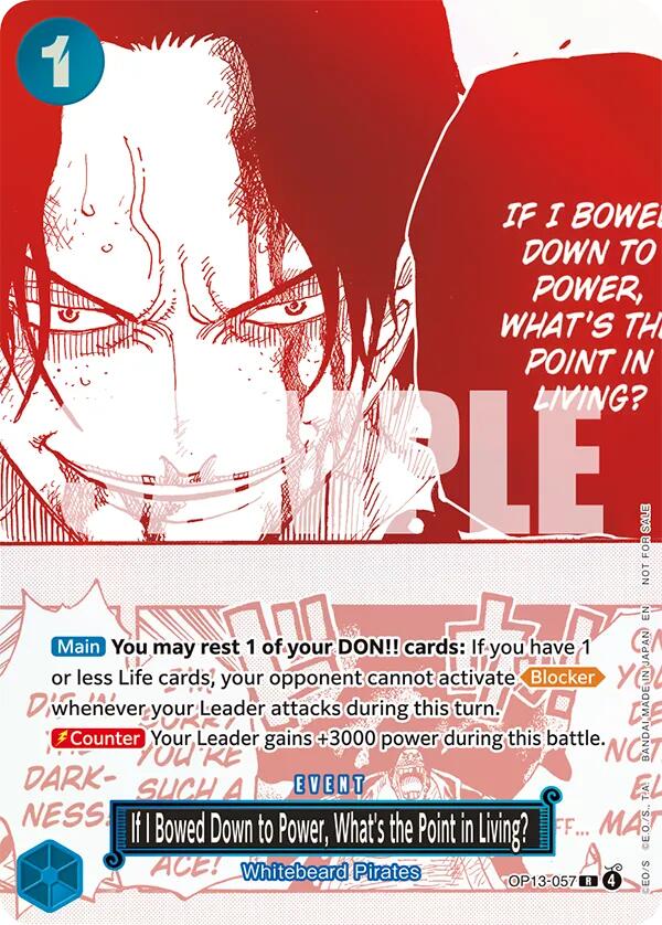 Si me doblegara al poder, ¿qué sentido tiene vivir? (Paquete de campaña del Tesoro del 3er Aniversario) [Cartas promocionales de One Piece]