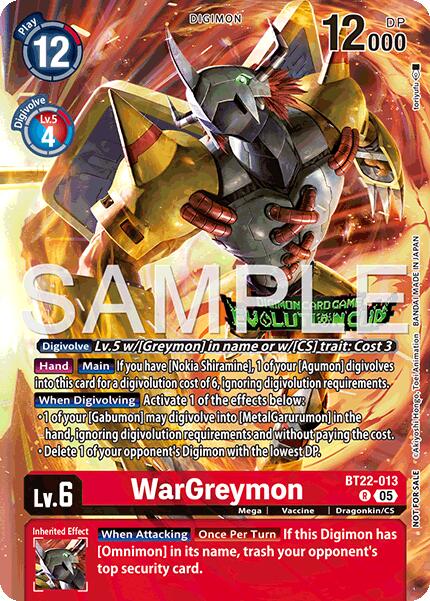 WarGreymon [BT22-013] (Coupe Évolution 2025 Vol. 3 Top 4) [Cyber Eden]