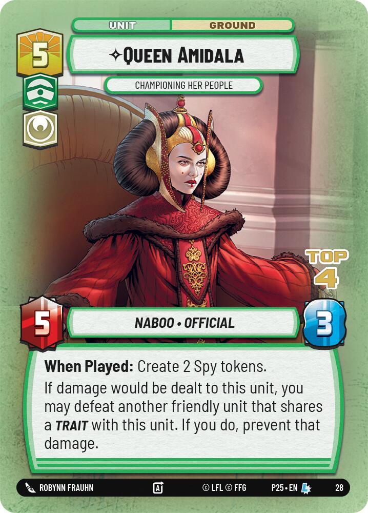 La Reine Amidala - Défenseur de son peuple (Top 4) (28) (28) [Cartes promotionnelles de jeu organisé]