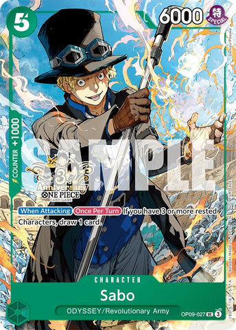 Sabo (OP09-027) (Paquete del 3er Aniversario de los 3 Hermanos [Llevando Su Voluntad: Cartas del Torneo del 3er Aniversario])