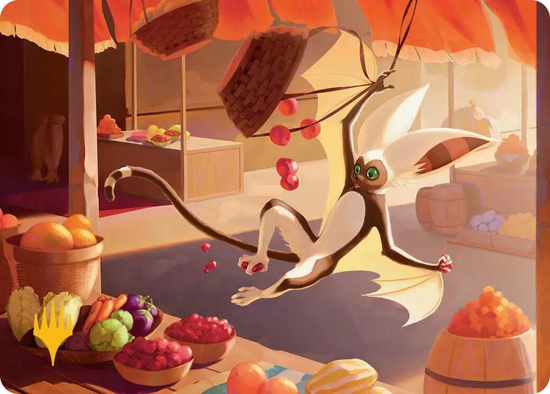 Momo, carta de arte de mascota juguetona (símbolo de Planeswalker estampado en dorado) [Avatar: The Last Airbender Art Series]