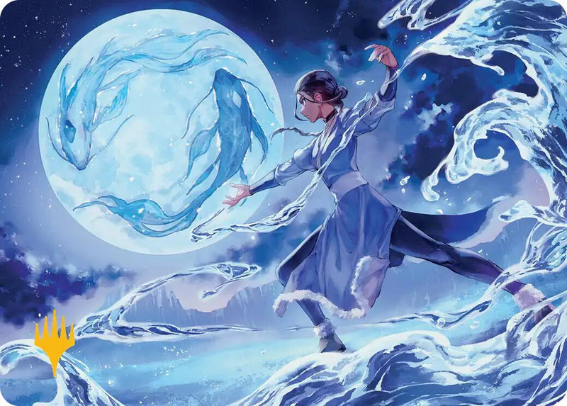 Carte d'art « L'Ascension de la Maîtresse de l'Eau » (Symbole Planeswalker estampillé or) [Avatar : Le dernier maître de l'air – Série d'illustrations]