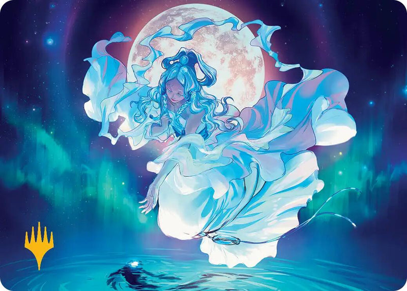 Yue, carte d'art de l'Esprit de la Lune (Symbole de Planeswalker estampé or) [Série d'art Avatar : Le dernier maître de l'air]