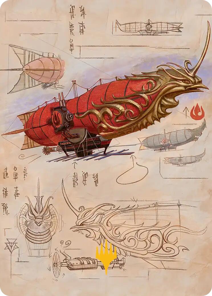 Carta de arte de aeronave de la Flota Fénix (símbolo de Planeswalker estampado en dorado) [Serie de arte de Avatar: The Last Airbender]