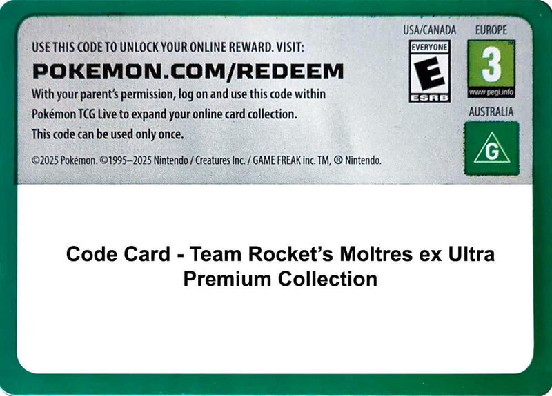 Image for Code Card - Team Rocket's Moltres ex Ultra Premium Collection (MCAP) - Pokemon