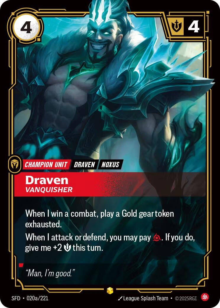Draven - Vanquisher (Alternate Art) (020a/221) (SPF)