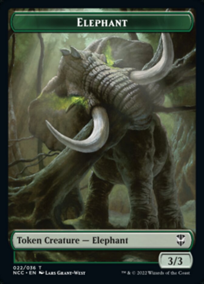 Indice // Jeton Éléphant double face [Jetons Commander Rues de la Nouvelle Capenna]