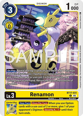 Renamon [BT17-031] (Illustration alternative) [Starter Deck: Amethyst Mandala Advanced Deck Set]