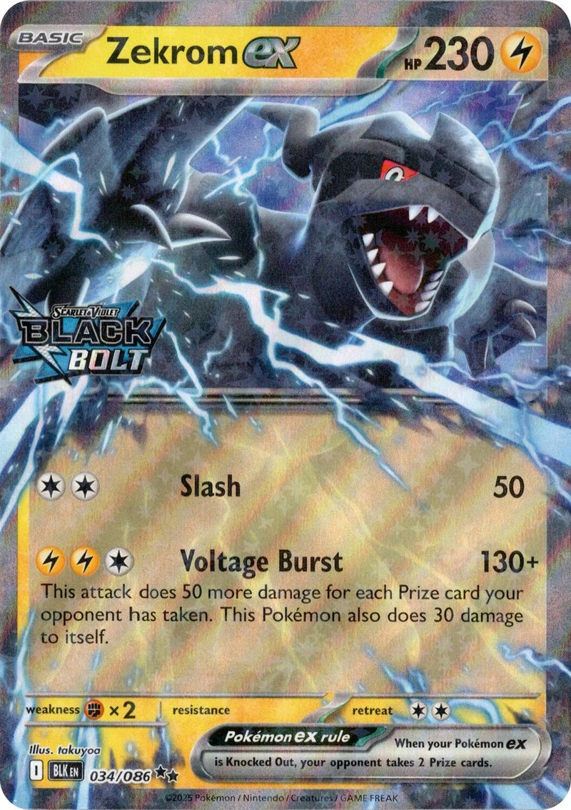 Zekrom ex (034/086) (Éclair Noir Estampillé) [Cartes diverses]
