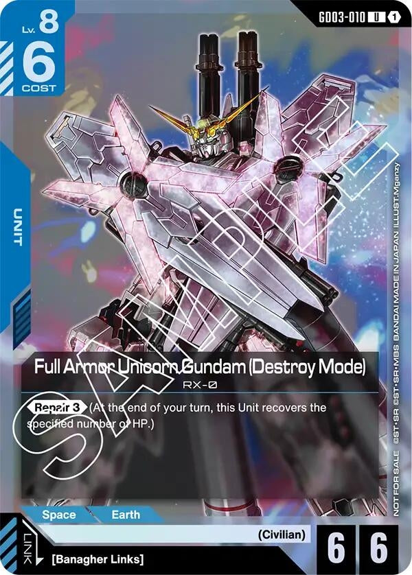 Image for Full Armor Unicorn Gundam (Destroy Mode) (Store Tournament Participant Pack 03) (GD03-010) (GCG-PR) - Gundam Card Game