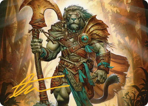 Ajani, Outland Chaperone Art Card (Firma Estampada en Dorado) [Serie de Arte Lorwyn Eclipsed]