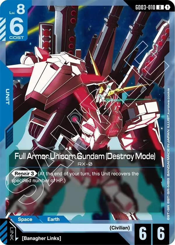 Image for Full Armor Unicorn Gundam (Destroy Mode) (GD03-010) (GD03) - Gundam Card Game