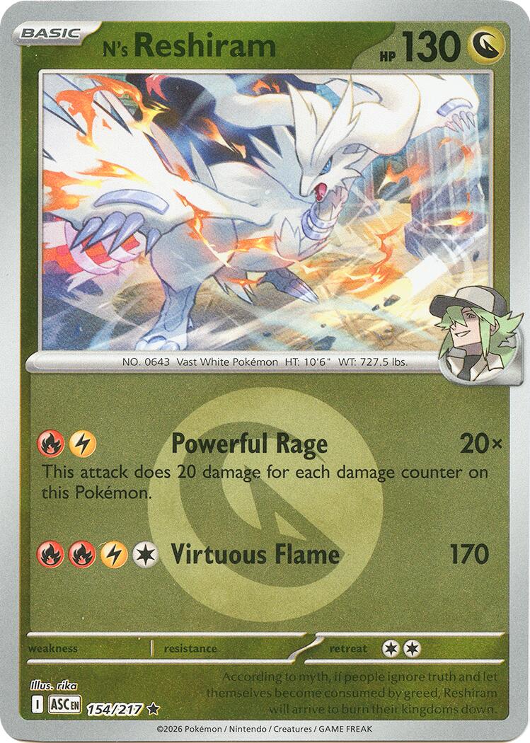 Reshiram de N (154/217) (Motif Symbole Énergie) [Méga-Évolution : Héros Ascendants]