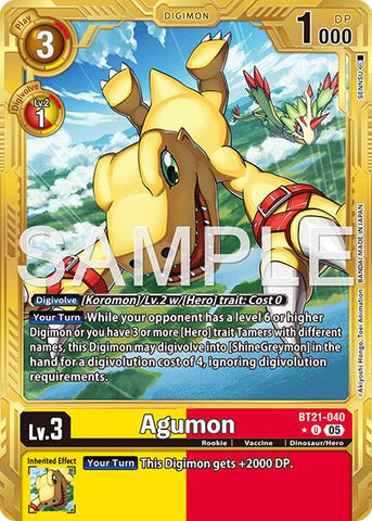 Agumon [BT21-040] (Arte Alternativo) [Digimon Generation - Sobre de Mejora Avanzado]
