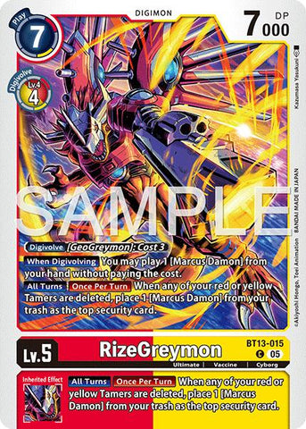 RizeGreymon [BT13-015] (Reedición Foil) [Advanced Booster Digimon Generation]