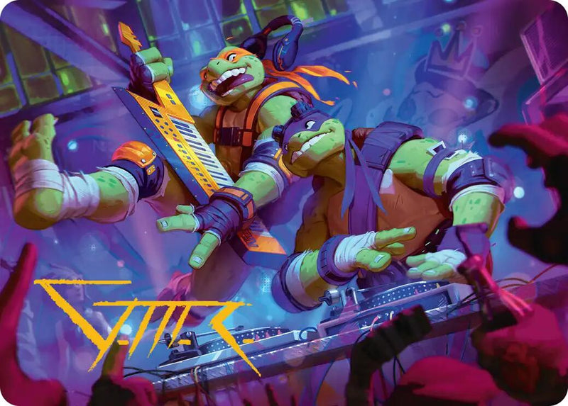 Mikey & Don, Party Planners Art Card (Gold-Stamped Signature) [Teenage Mutant Ninja Turtles Art Series]