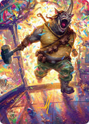 Rocksteady, carte illustrée Rhinocéros bagarreur (signature estampillée or) [Série d'art Tortues Ninja]