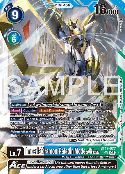 Imperialdramon: Modo Paladín ACE [BT17-077] (Reedición) [Advanced Booster Digimon Generation]