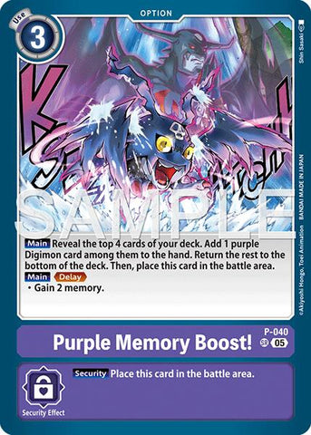 ¡Potenciador de memoria violeta! [P-040] (Reimpresión) [Generación de Digimon de potenciador avanzado]