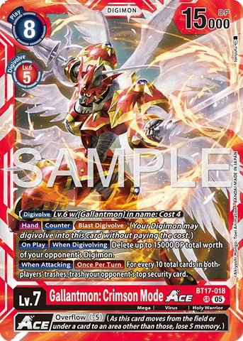 Gallantmon: Modo Carmesí ACE [BT17-018] (Reedición) [Advanced Booster Digimon Generation]
