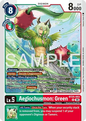Image for Aegiochusmon: Green (BT25-053 R) (BT-25) - Digimon Card Game