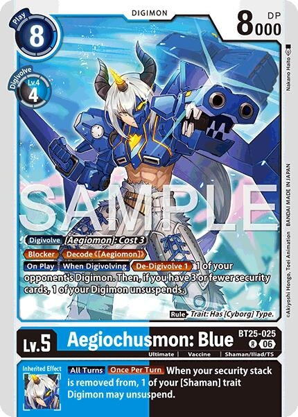 Image for Aegiochusmon: Blue (BT25-025 R) (BT-25) - Digimon Card Game