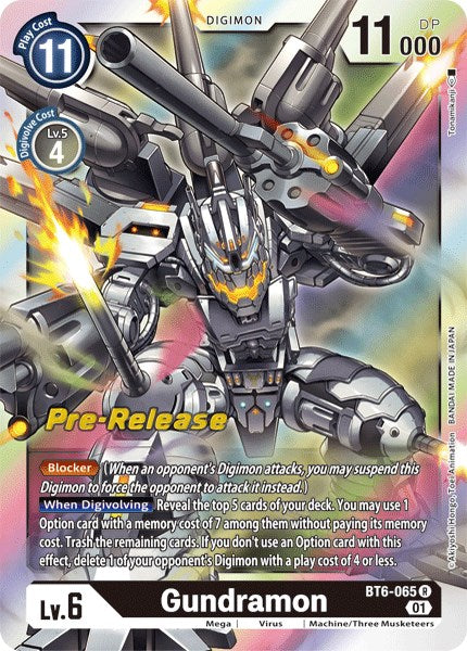Gundramon [BT6-065] [Cartas de Pre-lanzamiento Doble Diamante]