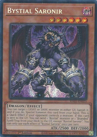 Image for Bystial Saronir (Secret Rare) (RA05-EN023) (RA05) - YuGiOh